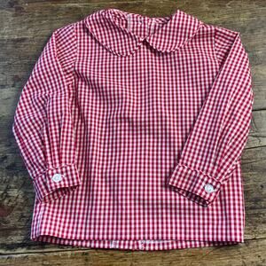 Little English Long Sleeve Button back Red Gingham shirt size 24mo